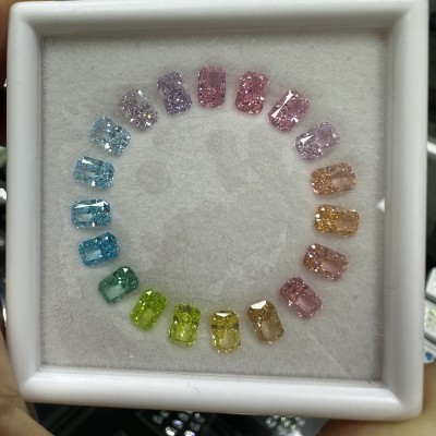  RUIF Jewelry Rainbow ColorHigh Carbon Diamond Crushed Ice Cutting Cubic Zircona Stone Radiant Cut  CZ for DIY Jewelry Rings Making