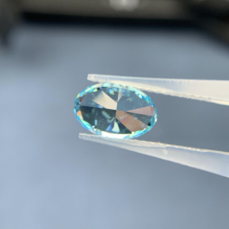  RUIF Jewelry Oval Shape L-Aquamarine Color Crushed Ice Cutting Cubic Zirconia Stone Hand Make High Carbon CZ Diamond