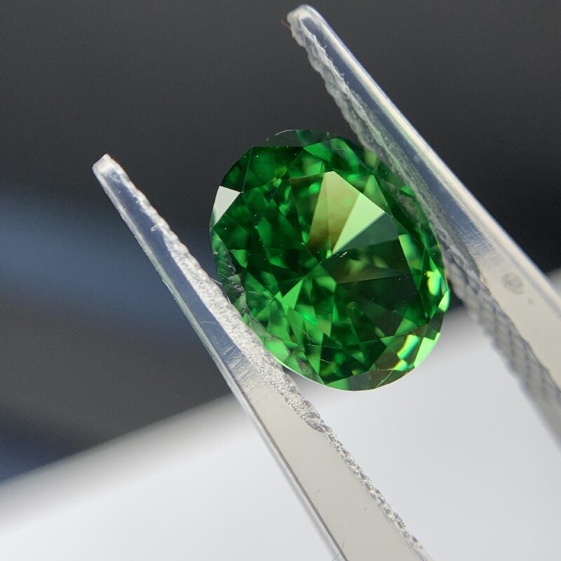  RUIF Jewelry Oval Shape D-Green Color Crushed Ice Cutting Cubic Zirconia Stone Hand Make High Carbon CZ Diamond