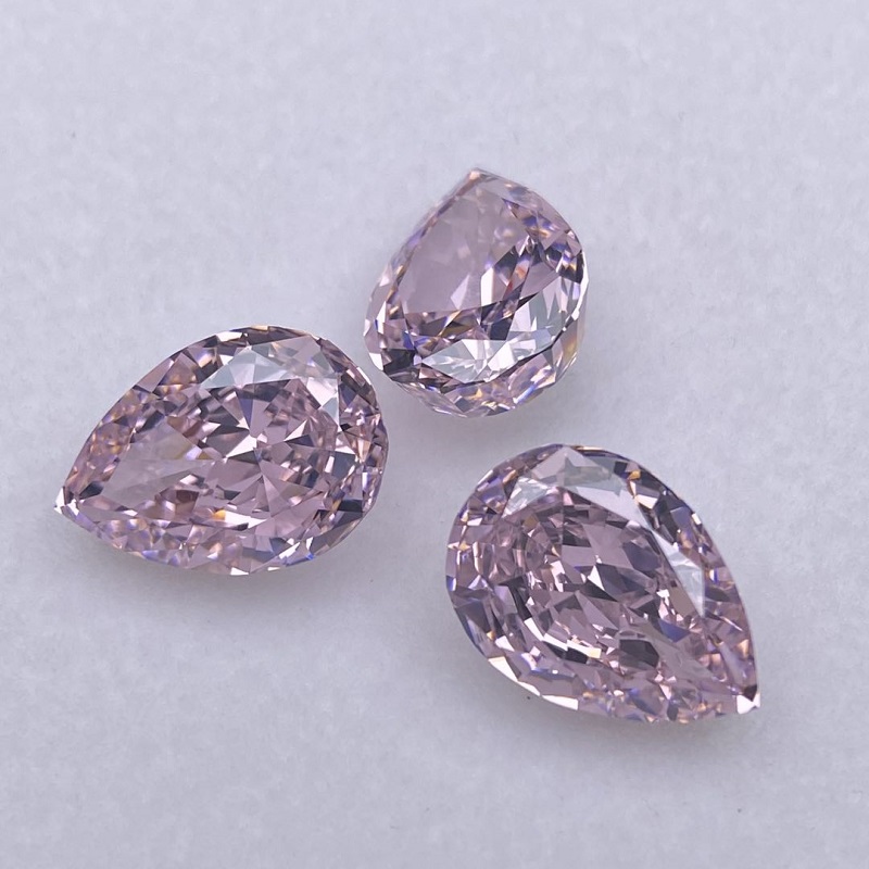 RUIF Jewelry Pear Shape L-Pink Color Crushed Ice Cutting Cubic Zirconia Stone Hand Make High Carbon CZ Diamond RUIF Jewelry Pear Shape L-Pink Color Crushed Ice Cutting Cubic Zirconia Stone Hand Make High Carbon CZ Diamond