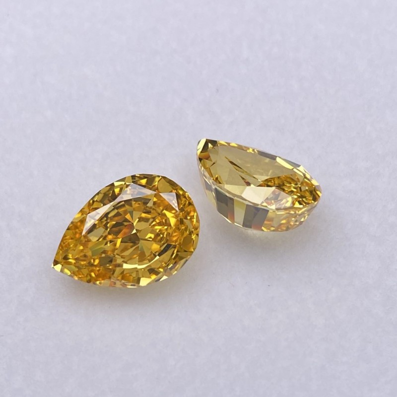 RUIF Jewelry Pear Shape Golden Yellow Color Crushed Ice Cutting Cubic Zirconia Stone Hand Make High Carbon CZ Diamond RUIF Jewelry Pear Shape Golden Yellow Color Crushed Ice Cutting Cubic Zirconia Stone Hand Make High Carbon CZ Diamond