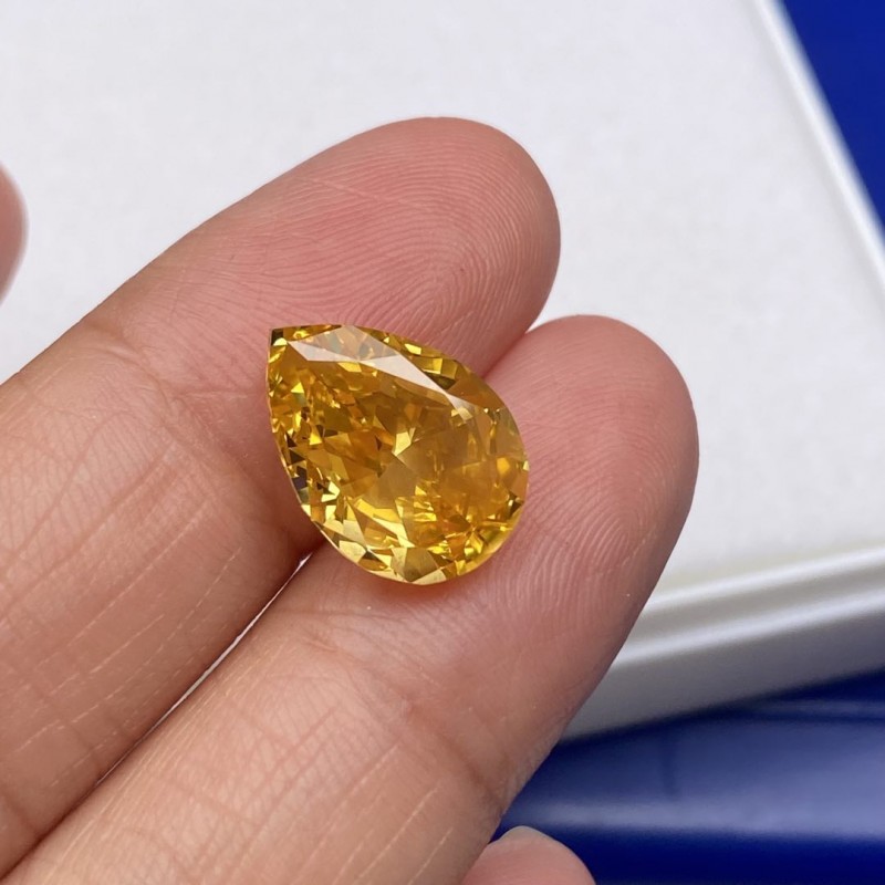 RUIF Jewelry Pear Shape Golden Yellow Color Crushed Ice Cutting Cubic Zirconia Stone Hand Make High Carbon CZ Diamond RUIF Jewelry Pear Shape Golden Yellow Color Crushed Ice Cutting Cubic Zirconia Stone Hand Make High Carbon CZ Diamond