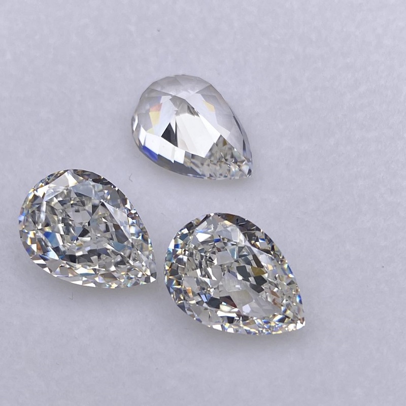 RUIF Jewelry Pear Shape White-G Color Crushed Ice Cutting Cubic Zirconia Stone Hand Make High Carbon CZ Diamond RUIF Jewelry Pear Shape White-G Color Crushed Ice Cutting Cubic Zirconia Stone Hand Make High Carbon CZ Diamond
