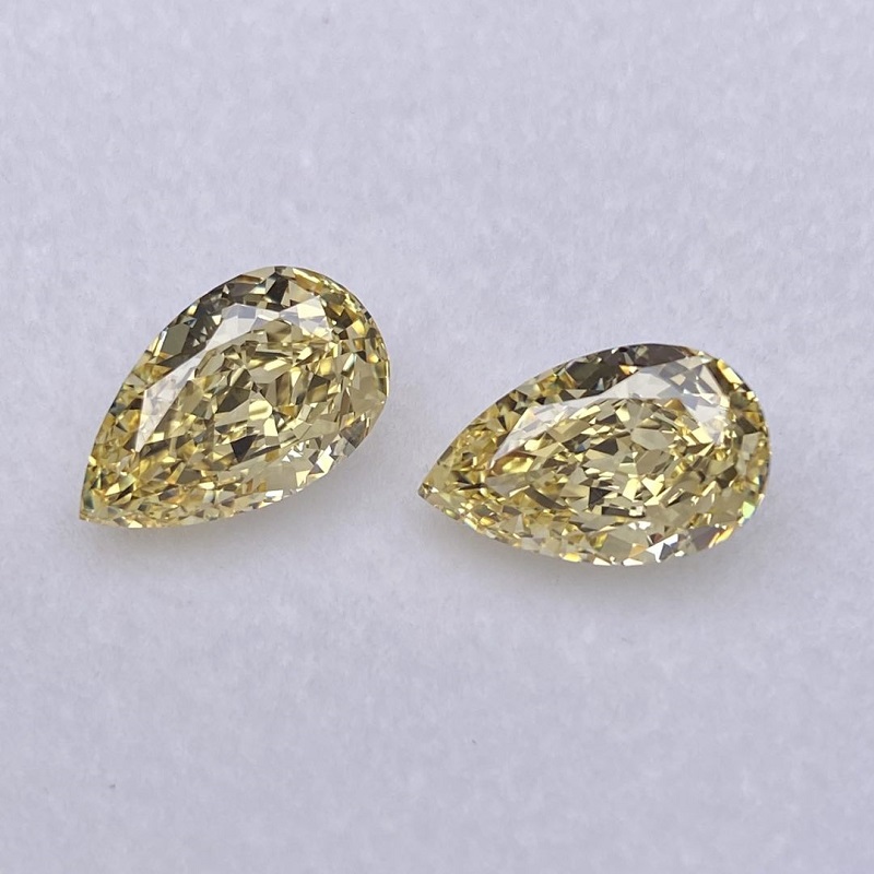 RUIF Jewelry Pear Shape L-Yellow Color Crushed Ice Cutting Cubic Zirconia Stone Hand Make High Carbon CZ Diamond RUIF Jewelry Pear Shape L-Yellow Color Crushed Ice Cutting Cubic Zirconia Stone Hand Make High Carbon CZ Diamond