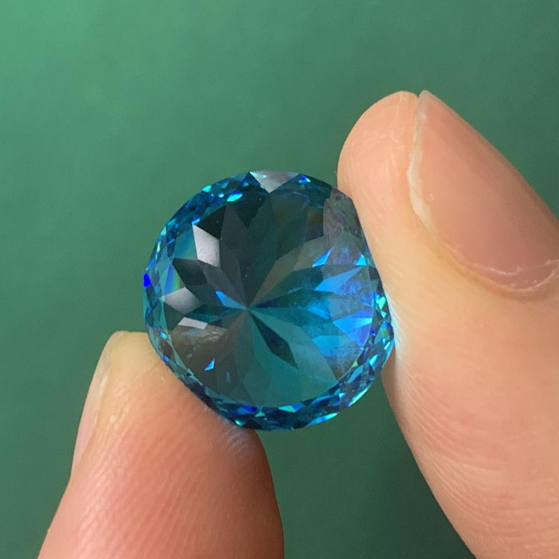  RUIF Jewelry Round Shape D-Aquamarine Color Million Cutting Cubic Zirconia Stone Hand Make High Carbon CZ Diamond