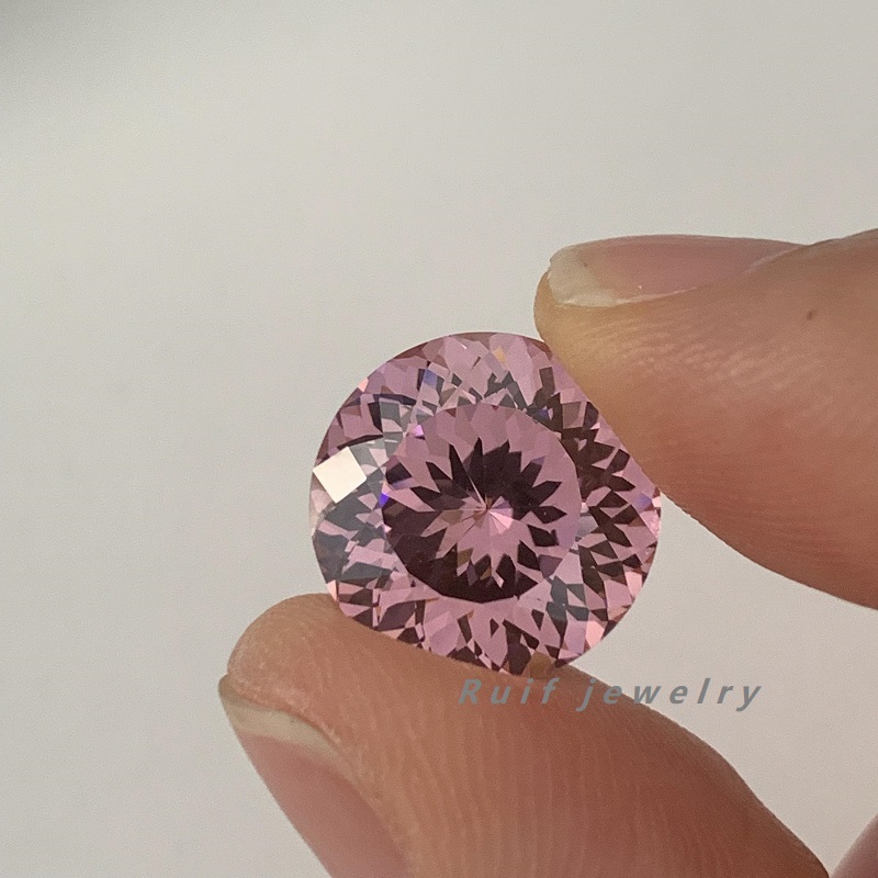  RUIF Jewelry Round Shape L-Pink Color Million Cutting Cubic Zirconia Stone Hand Make High Carbon CZ Diamond