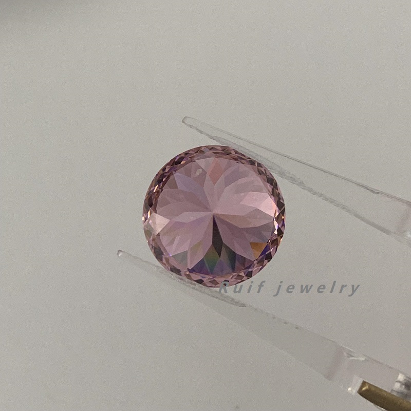  RUIF Jewelry Round Shape L-Pink Color Million Cutting Cubic Zirconia Stone Hand Make High Carbon CZ Diamond