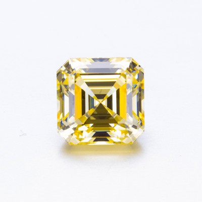  RUIF Jewelry Asscher Cut  Yellow Color Crushed Ice Cutting Cubic Zirconia Stone High Carbon Diamond Loose CZ for Jewelry Making