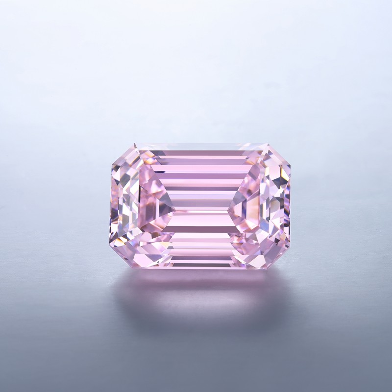  RUIF Jewelry Emerald Cut L-Pink Color Crushed Ice Cutting Cubic Zirconia Stone Hand Make High Carbon CZ Diamond