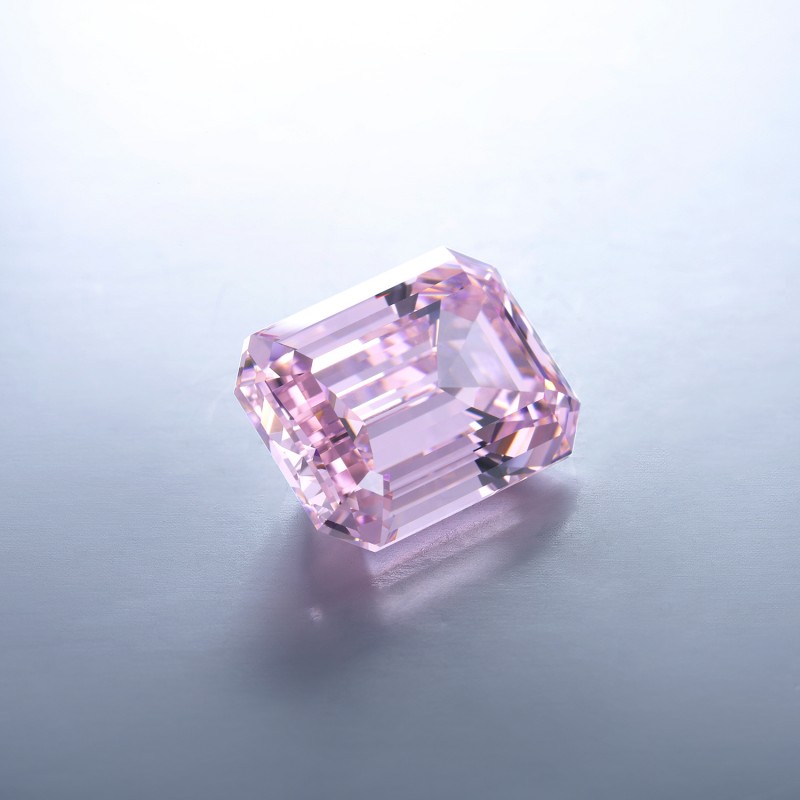  RUIF Jewelry Emerald Cut L-Pink Color Crushed Ice Cutting Cubic Zirconia Stone Hand Make High Carbon CZ Diamond