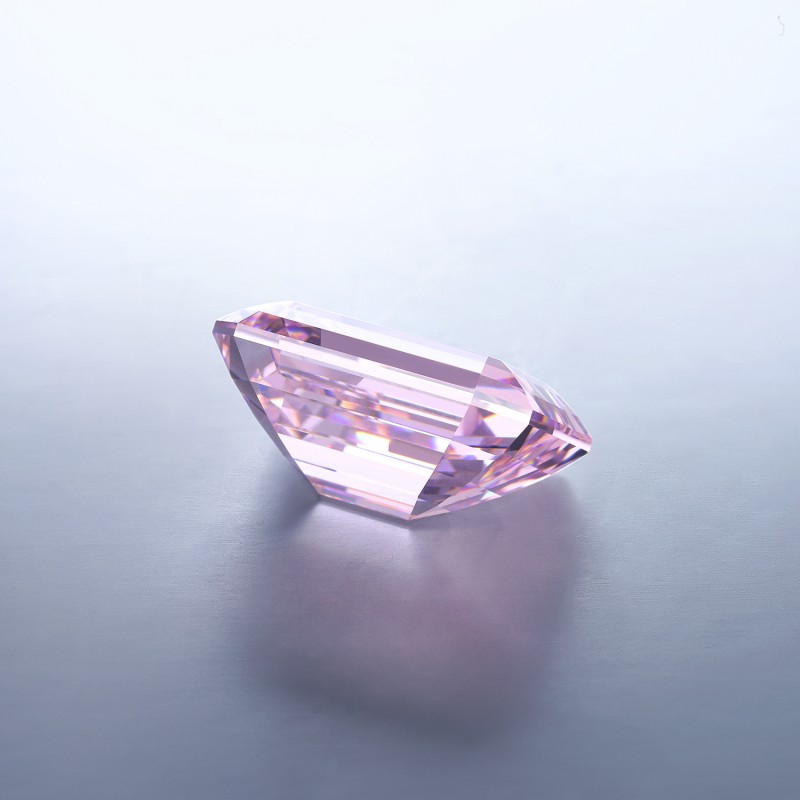  RUIF Jewelry Emerald Cut L-Pink Color Crushed Ice Cutting Cubic Zirconia Stone Hand Make High Carbon CZ Diamond
