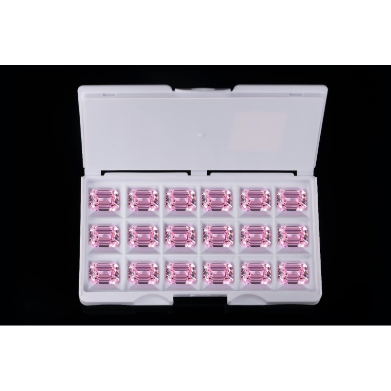 RUIF Jewelry Emerald Cut L-Pink Color Crushed Ice Cutting Cubic Zirconia Stone Hand Make High Carbon CZ Diamond