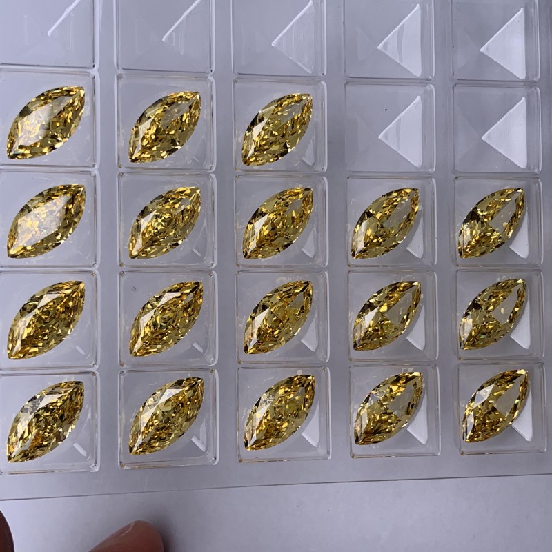  RUIF Jewelry Marquise Shape Yellow Color Crushed Ice Cutting Cubic Zirconia Stone Hand Make High Carbon CZ Diamond