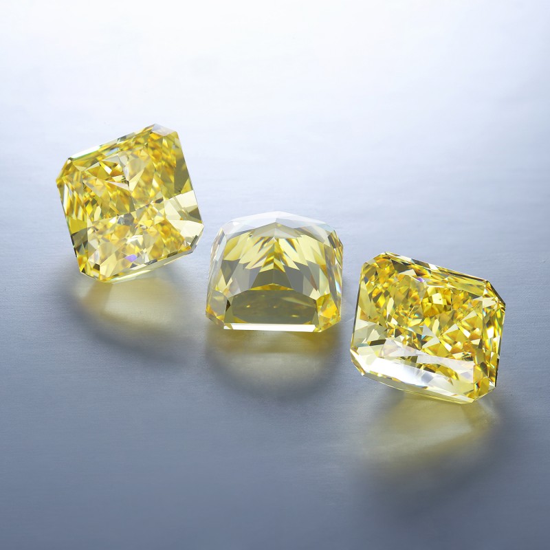  RUIF Jewelry Radiant Cut L-Yellow Color Crushed Ice Cutting Cubic Zirconia Stone Hand Make High Carbon CZ Diamond