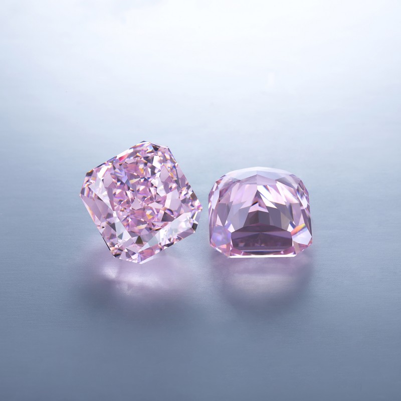  RUIF Jewelry Radiant Cut L-Pink Color Crushed Ice Cutting Cubic Zirconia Stone Hand Make High Carbon CZ Diamond