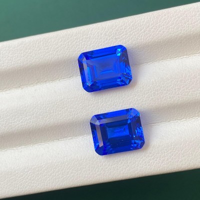 Ruif Jewelry Hand Made Lab Grown Cobalt Spinel High Quality Emerald Cut Gemstones For DIY Jewelry Rings Design