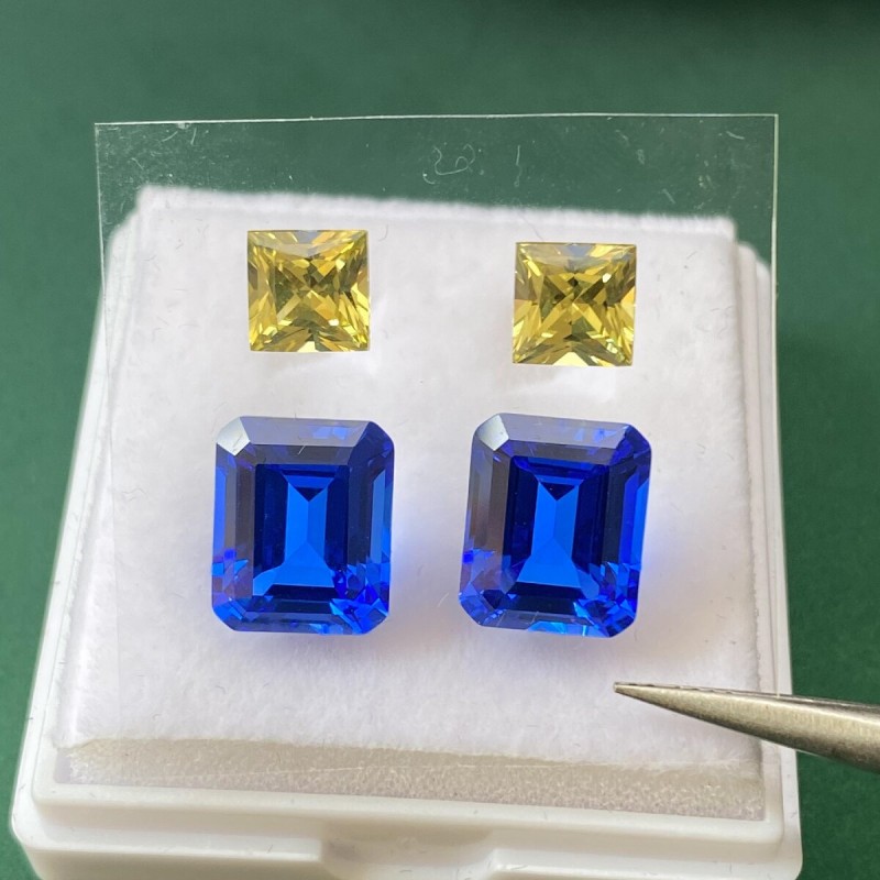 Ruif Jewelry Hand Made Lab Grown Cobalt Spinel High Quality Emerald Cut Gemstones For DIY Jewelry Rings Design