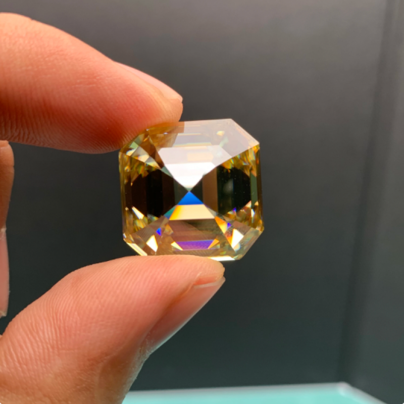 Ruif Jewelry Original Yellow Moissanite Asscher Loose Gemstone For Jewelry Making