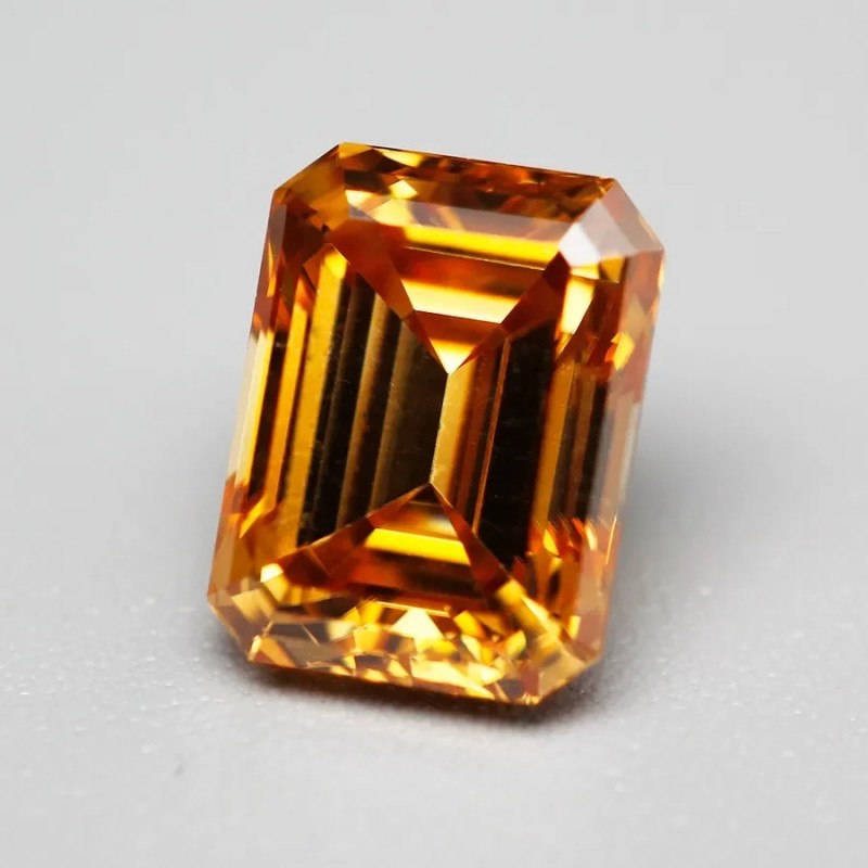 Ruif Jewelry Champagne Moissanite Stone Emerald Cut VVS1 Certified Moissanita Diamond Gemstone Pass Diamond Tester with GRA Report