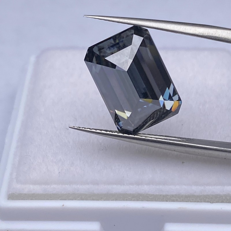 Ruif Jewelry Original Grey Color VVS1 Certificate Moissanite Loose Stone Emerald Cut Gemstone for DIY Jewelry Making