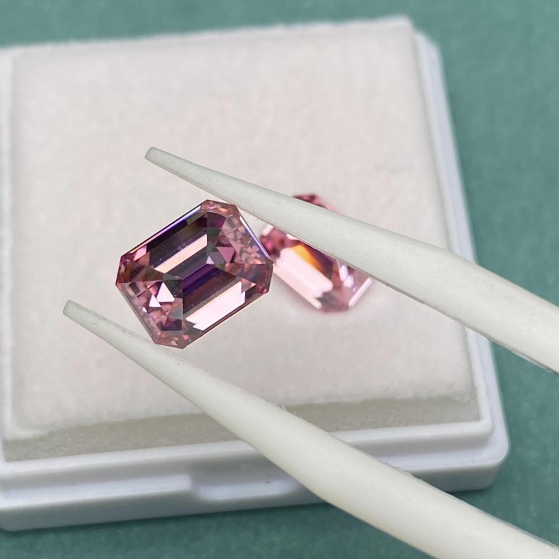 Ruif Jewelry Pink ColorMoissanite Stone Emerald Cut VVS1 Loose Gemstones Pass Diamond Tester with GRA Certificate