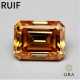 Ruif Jewelry Champagne Moissanite Stone Emerald Cut VVS1 Certified Moissanita Diamond Gemstone Pass Diamond Tester with GRA Report