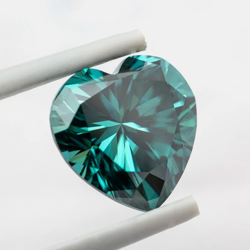 Ruif Jewelry Emerald Green Heart Cut Moissanite Stones VVS1 Passed Diamond Tester with GRA Report
