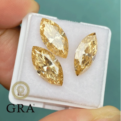 Ruif Jewelry 100% Real Original Champagne Color Marquise Shape Moissanite Loose Stone GRA Report for High Jewelry Making