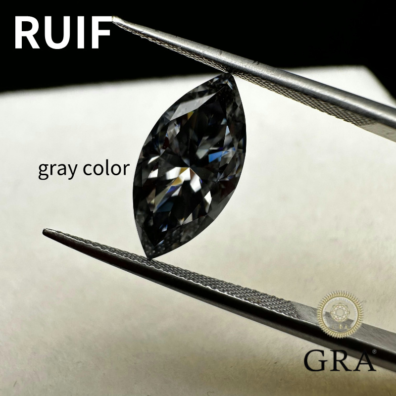 Ruif Jewelry Original Gray Color Moissanite Loose Stone Marquise Shape Pass Diamond Test Gemstone For Jewelry Making Ruif Jewelry Original Gray Color Moissanite Loose Stone Marquise Shape Pass Diamond Test Gemstone For Jewelry Making