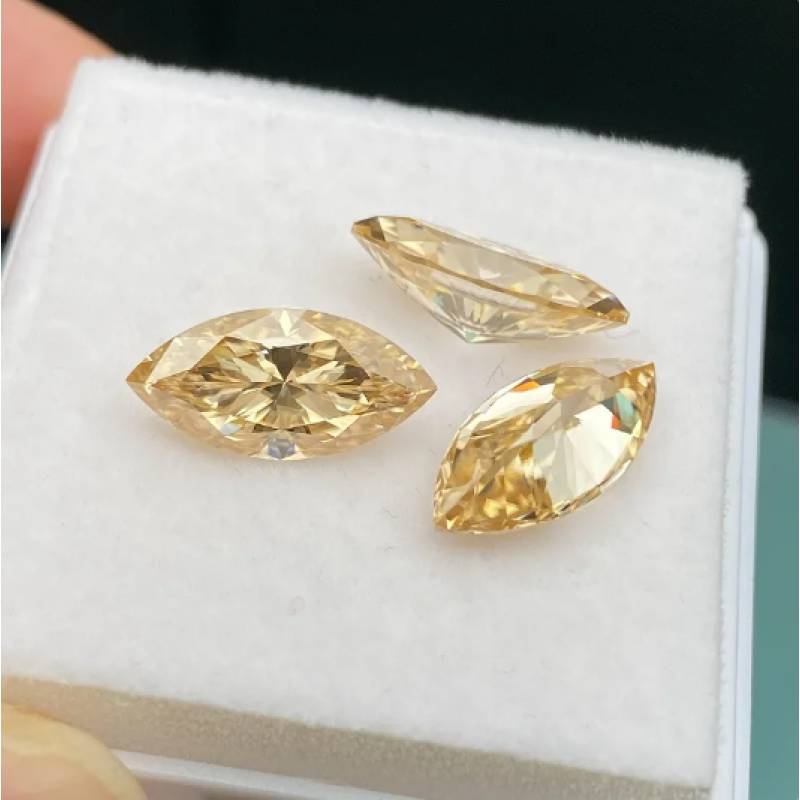 Ruif Jewelry 100% Real Original Champagne Color Marquise Shape Moissanite Loose Stone GRA Report for High Jewelry Making