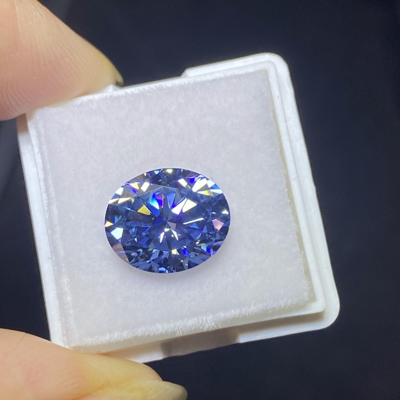 Ruif Jewelry New Blue Color Certificate Moissanite Stone VVS1 Oval Brilliiant Cut Gemstone for Diy Jewelry Making