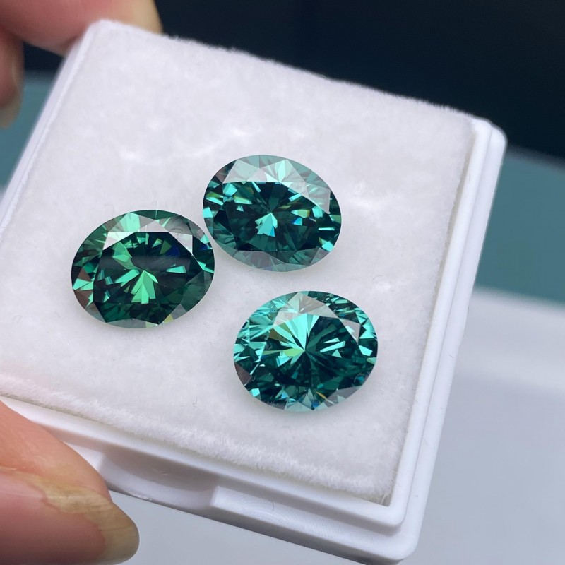 Ruif Jewelry Vivid Green Color Oval Shape Moissanite Stone GRA Repoted Gemstone for Jewery Design