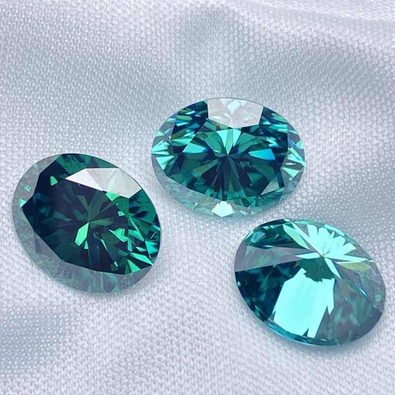 Ruif Jewelry Vivid Green Color Oval Shape Moissanite Stone GRA Repoted Gemstone for Jewery Design