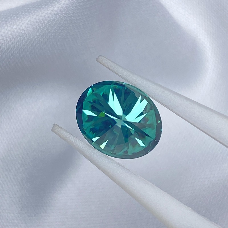 Ruif Jewelry Orignal Green Color Oval Shape Moissanite Stone GRA Repoted Gemstone for Jewery Design