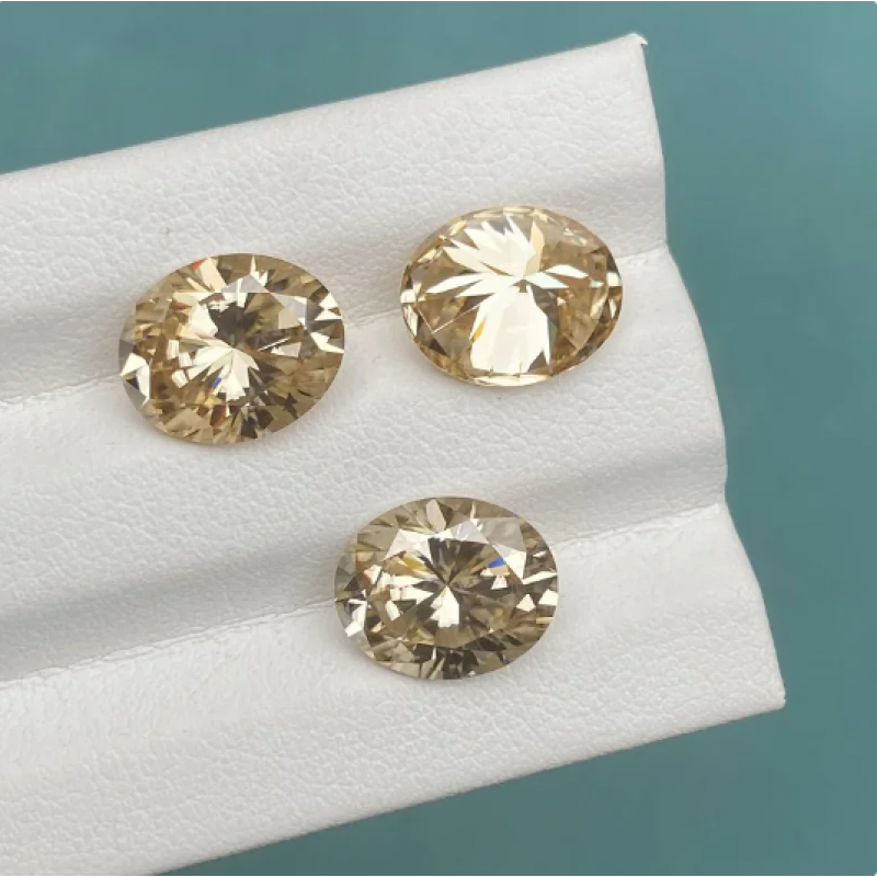 Ruif Jewelry Real Champange Color Oval Brilliiant Cut Moissanite Loose Stone VVS with Certificate Gemstone for Jewelry Ruif Jewelry Real Champange Color Oval Brilliiant Cut Moissanite Loose Stone VVS with Certificate Gemstone for Jewelry