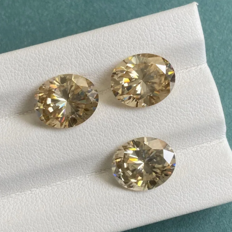 Ruif Jewelry Real Champange Color Oval Brilliiant Cut Moissanite Loose Stone VVS with Certificate Gemstone for Jewelry Ruif Jewelry Real Champange Color Oval Brilliiant Cut Moissanite Loose Stone VVS with Certificate Gemstone for Jewelry