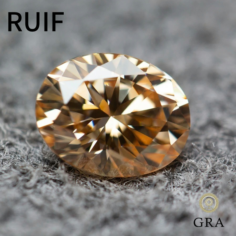 Ruif Jewelry Real Champange Color Oval Brilliiant Cut Moissanite Loose Stone VVS with Certificate Gemstone for Jewelry Ruif Jewelry Real Champange Color Oval Brilliiant Cut Moissanite Loose Stone VVS with Certificate Gemstone for Jewelry