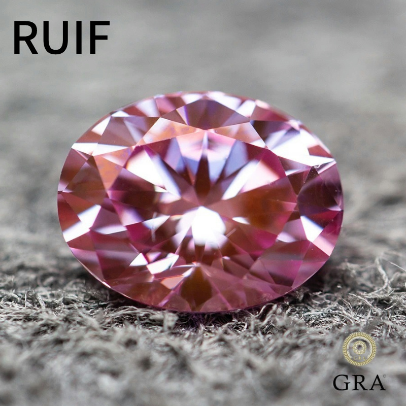 Ruif Jewelry Pink Color Oval Shape Moissanite Stone GRA Repoted Gemstone for Jewery Design Ruif Jewelry Pink Color Oval Shape Moissanite Stone GRA Repoted Gemstone for Jewery Design