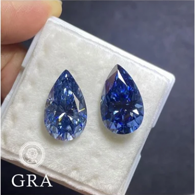 Ruif Jewelry Natural Sapphire Blue Color Moissanite Loose Stone Pear Shape VVS1 with GRA Report for Diy Jewery Making