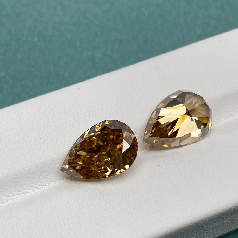 Ruif Jewelry Cuatom Made 100% Original Dark Champagne Color Pear Shape Loose Moissanite Stone VVS1 Excellent with GRA Report for Diy Jewery Ruif Jewelry Cuatom Made 100% Original Dark Champagne Color Pear Shape Loose Moissanite Stone VVS1 Excellent with GRA Report for Diy Jewery