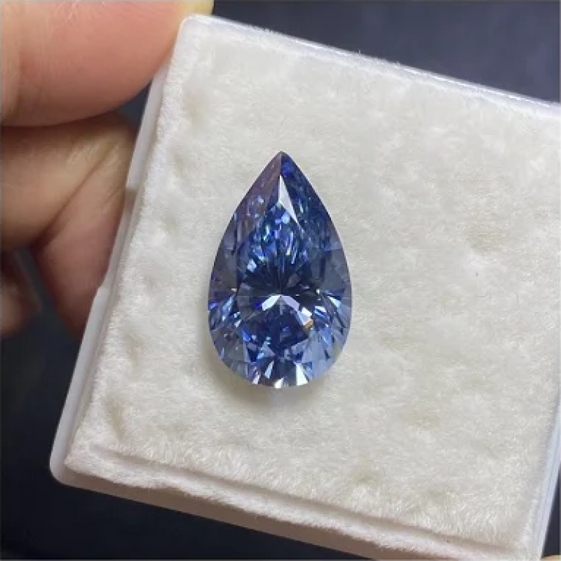 Ruif Jewelry Natural Sapphire Blue Color Moissanite Loose Stone Pear Shape VVS1 with GRA Report for Diy Jewery Making