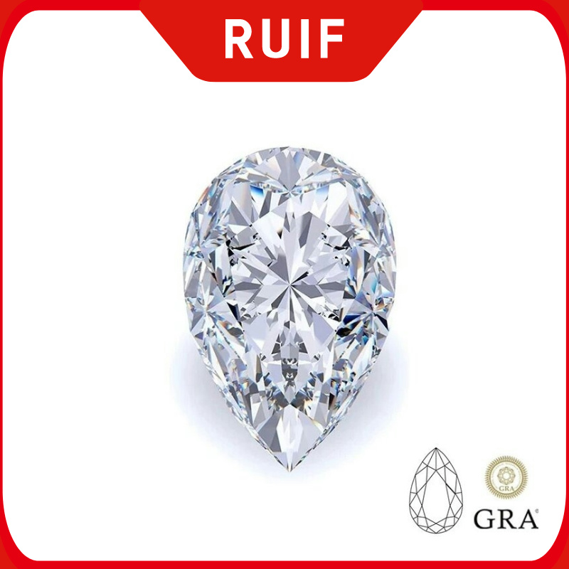 Ruif Jewelry D Color Pear Cut Moissanite Stone Lab Grown Diamond GRA Certified Moissanita Premium Gemstone Pass Diamond Tester Wholesale Ruif Jewelry D Color Pear Cut Moissanite Stone Lab Grown Diamond GRA Certified Moissanita Premium Gemstone Pass Diamond Tester Wholesale