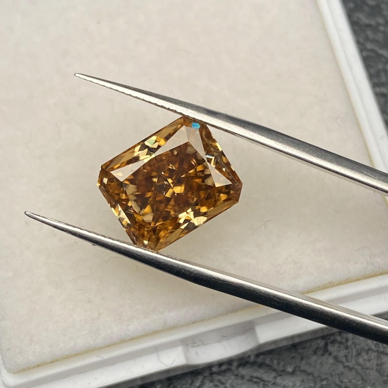 Ruif Jewelry  Champagne Moissanite Stone Rectangle Radiant Cut VVS1 Lab Diamond Gemstone Passed Diamond Test with GRA Report