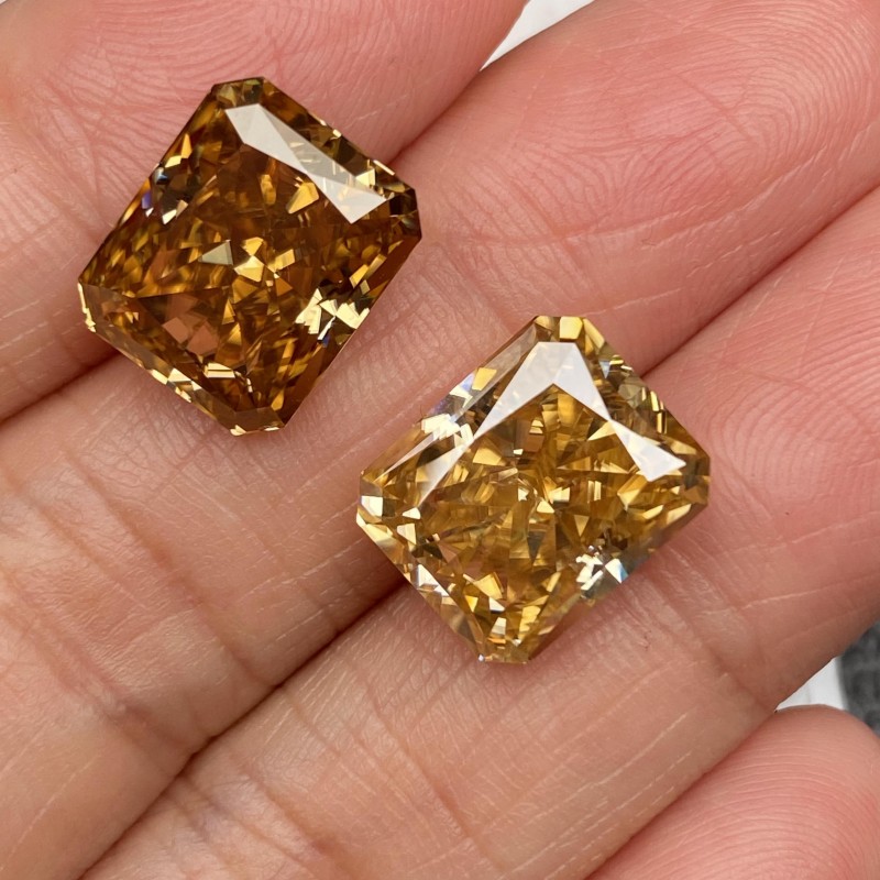 Ruif Jewelry  Champagne Moissanite Stone Rectangle Radiant Cut VVS1 Lab Diamond Gemstone Passed Diamond Test with GRA Report