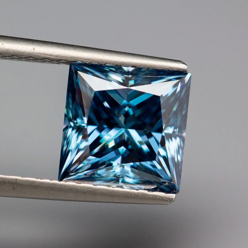 Ruif Jewelry Sapphire Blue Moissanite Lab Diamonds Princess Cut 1.0-5.0ct Certified Moissanite Stones Positive Pass Tester , GRA Certificate Ruif Jewelry Sapphire Blue Moissanite Lab Diamonds Princess Cut 1.0-5.0ct Certified Moissanite Stones Positive Pass Tester , GRA Certificate
