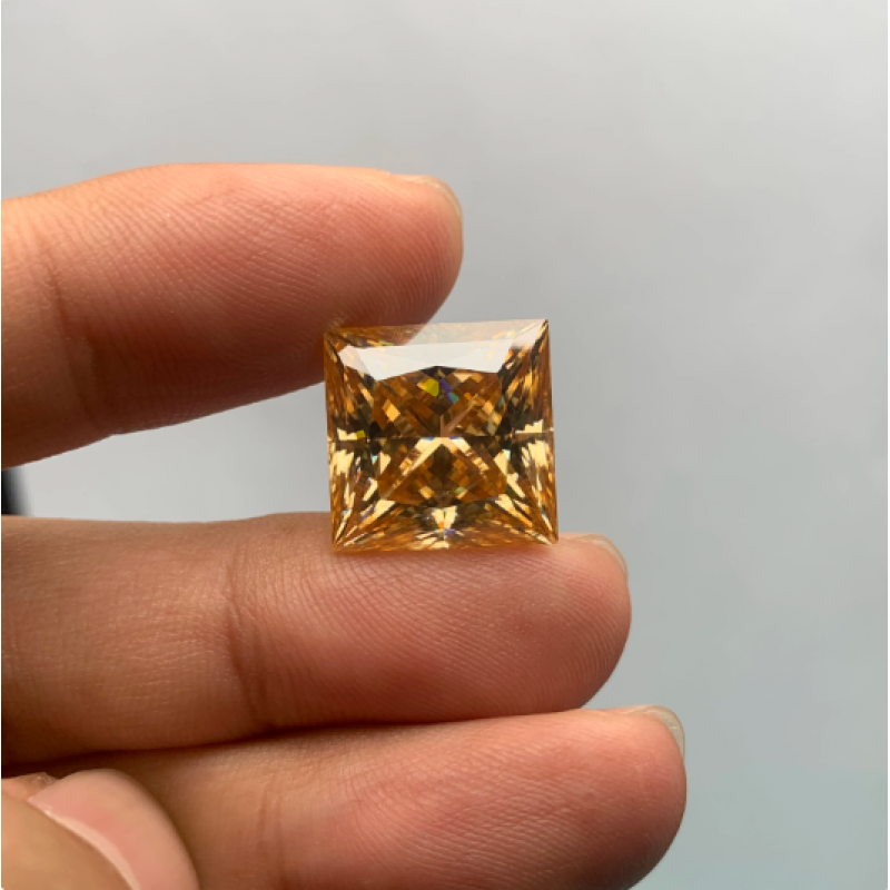 Ruif Jewelry Champagne Moissanite Princess Cutting Top Quality Loose Gemstone For Jewelry Making