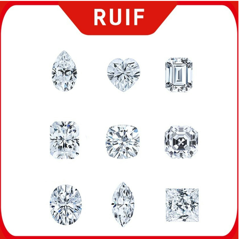 Ruif Jewelry Real D Color Super White Moissanite Stones Marquise/ Oval / Pear / Radiant / Emerald / Heart / Princess / Cushion / Asscher Shape Ruif Jewelry Real D Color Super White Moissanite Stones Marquise/ Oval / Pear / Radiant / Emerald / Heart / Princess / Cushion / Asscher Shape