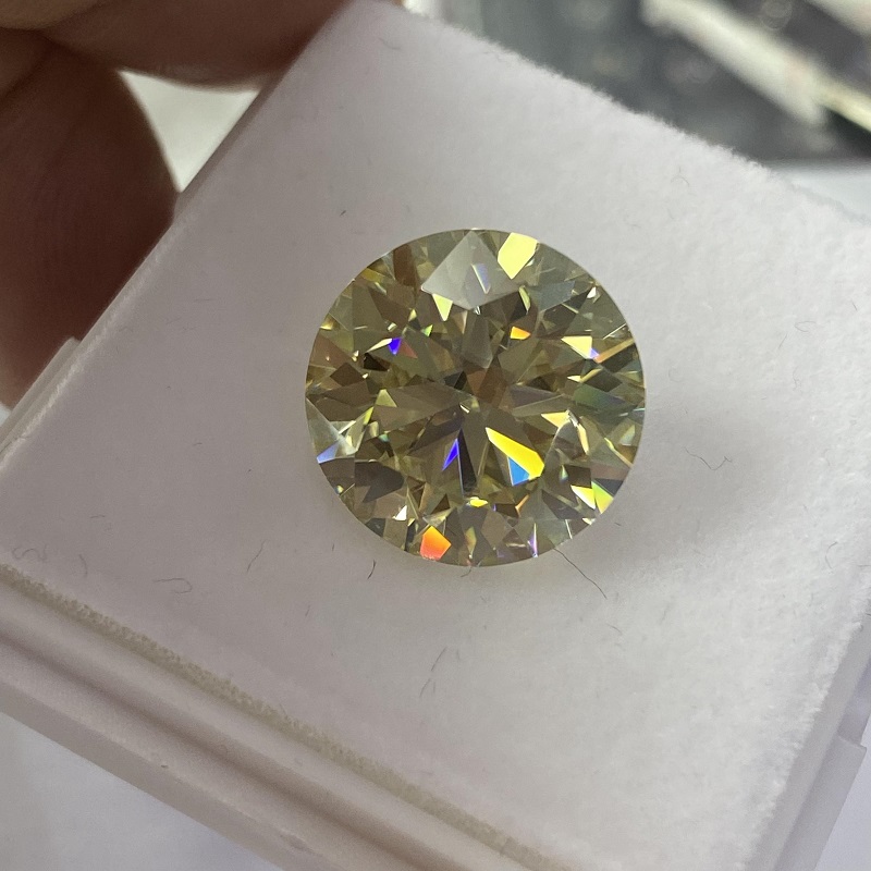 Ruif Jewelry 100% Original Yellow Color Moissanite Stone Round Cut VVS1 GRA Report Gemstones for Diy Jewelry Making
