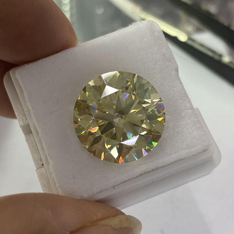 Ruif Jewelry 100% Original Yellow Color Moissanite Stone Round Cut VVS1 GRA Report Gemstones for Diy Jewelry Making