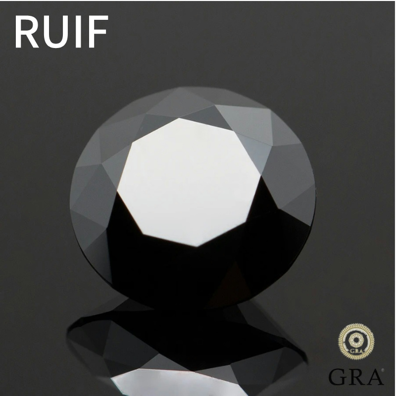 Ruif Jewelry Black Color Moissanite Loose Stone Moissanita Lab Diamond GRA Certified Moissanite Gemstone Pass Diamond Tester Ruif Jewelry Black Color Moissanite Loose Stone Moissanita Lab Diamond GRA Certified Moissanite Gemstone Pass Diamond Tester
